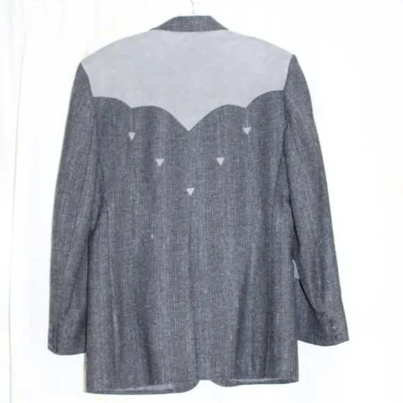 Vintage Pioneer Wear Golden Collection Gray Wool Western Blazer Jacket Men's 40L - Picture 2 of 10